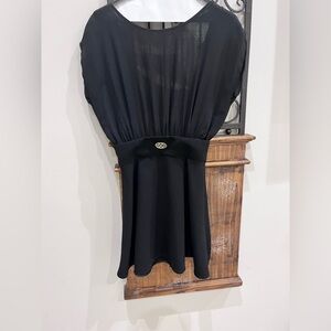 Elegant Black Mini Dress with Gold Detail